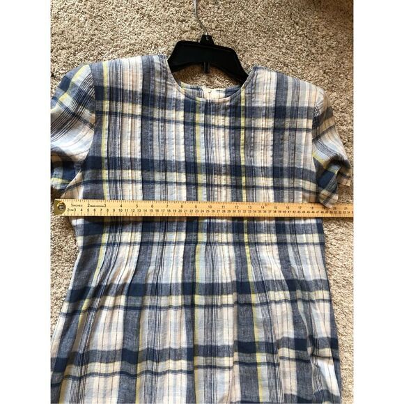 Positive Attitude Women’s Blue and White Plaid Short Sleeve Dress Size 12 - Picture 7 of 8